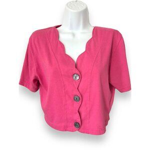 Vintage 80s No Boundaries Hot Pink Crop Top Blouse